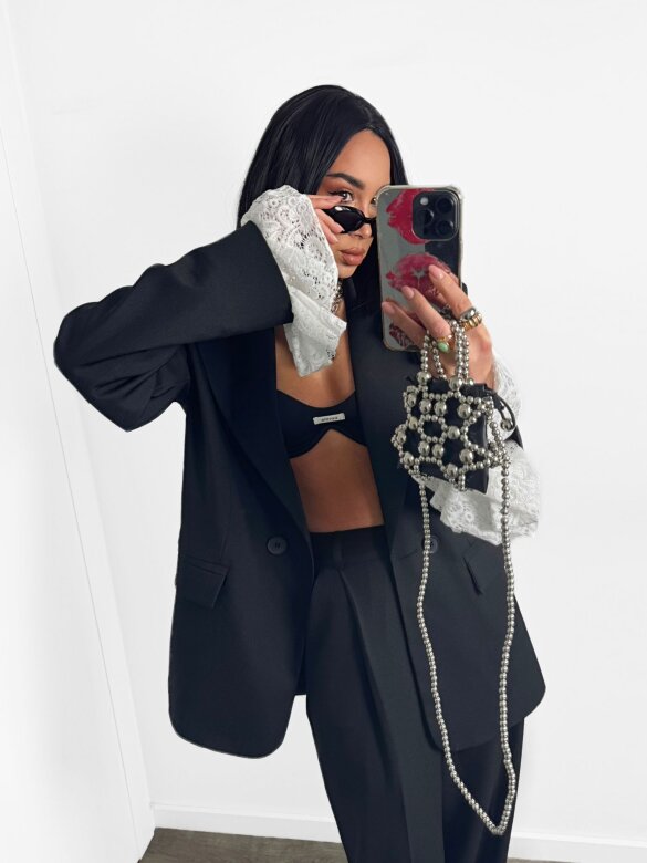 Marynarka Mathias z koronką czarna