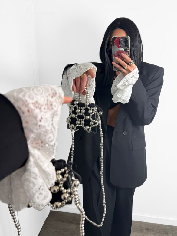 Marynarka Mathias z koronką czarna