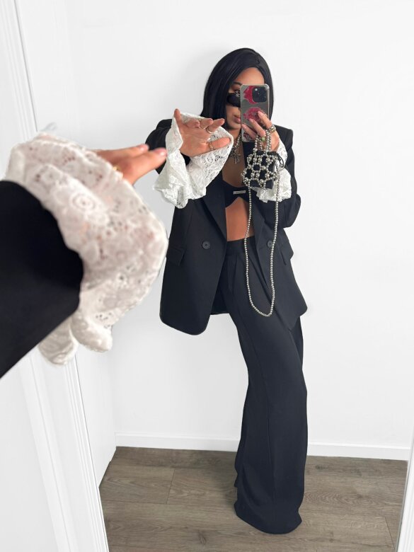 Marynarka Mathias z koronką czarna