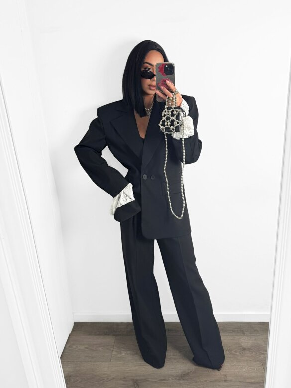 Marynarka Mathias z koronką czarna