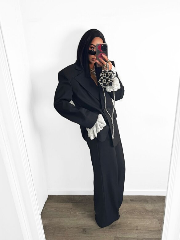 Marynarka Mathias z koronką czarna