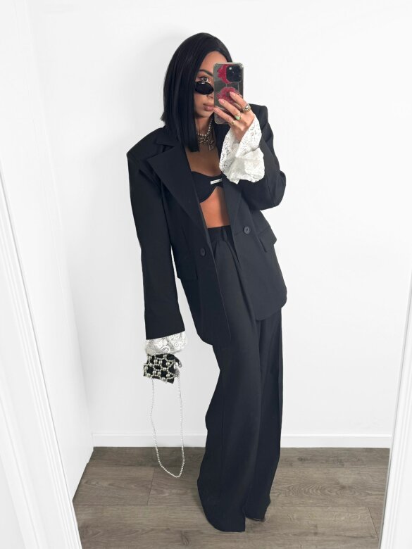 Marynarka Mathias z koronką czarna