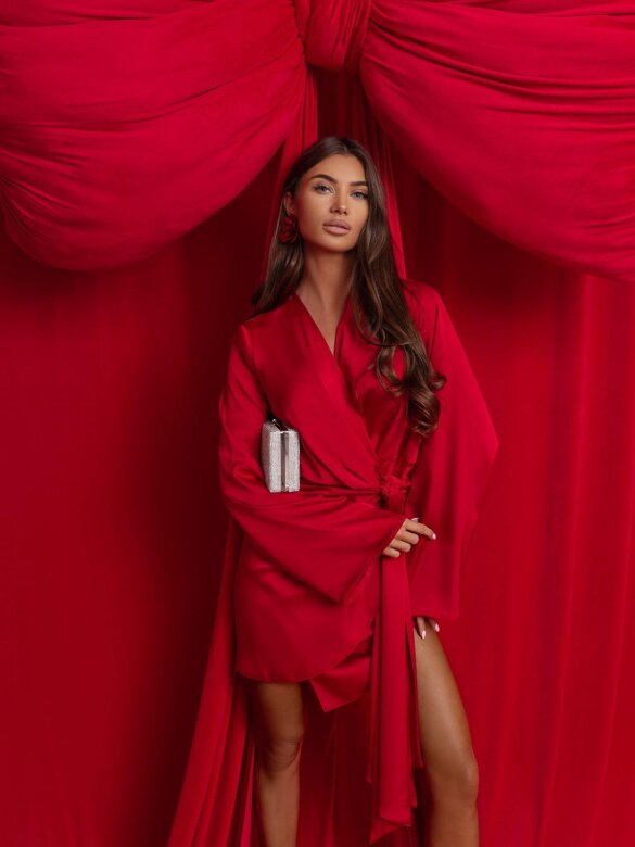 Sukienka Veloria z wiązaniem czerwona 