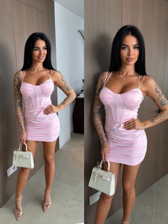 Sukienka Terese mini pudrowa 