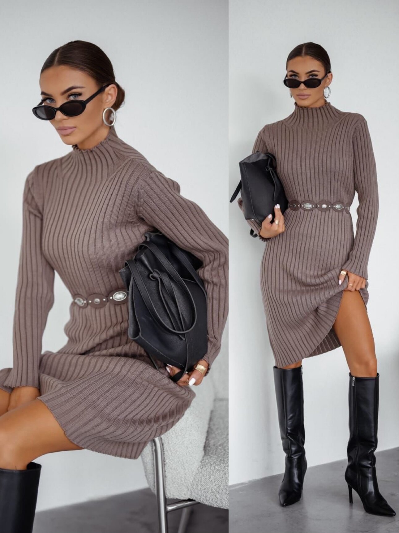 Sukienka Lunessa dzianinowa beżowa