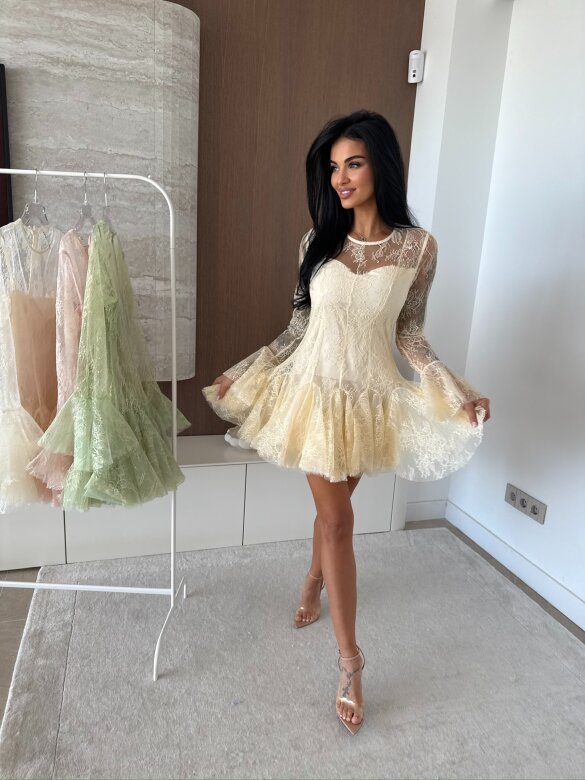 Sukienka Fresia koronkowa żółta 