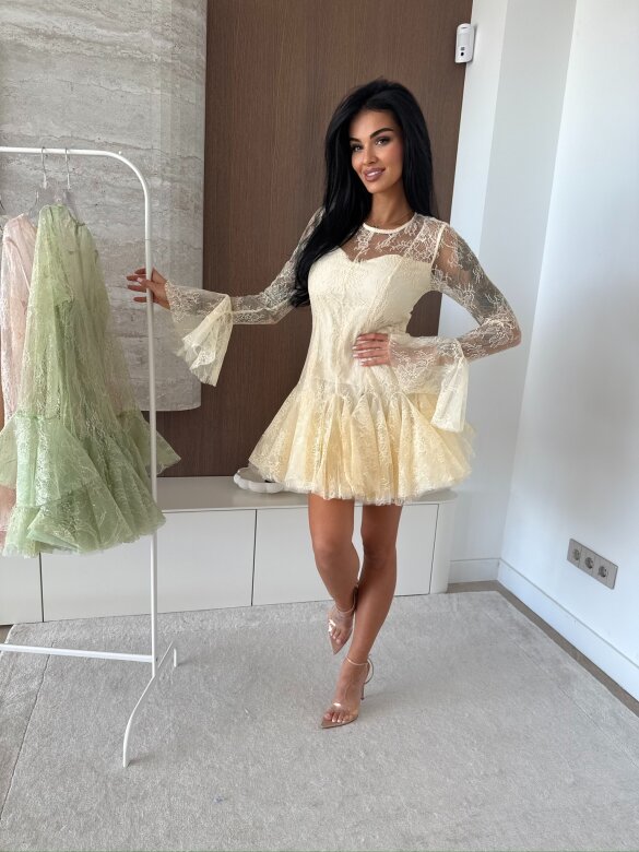 Sukienka Fresia koronkowa żółta 