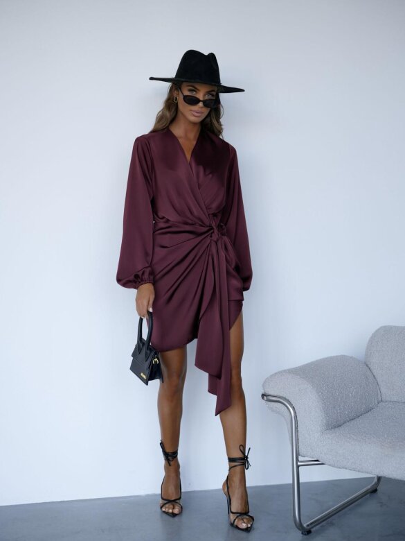 Dress Veloria with binding plum