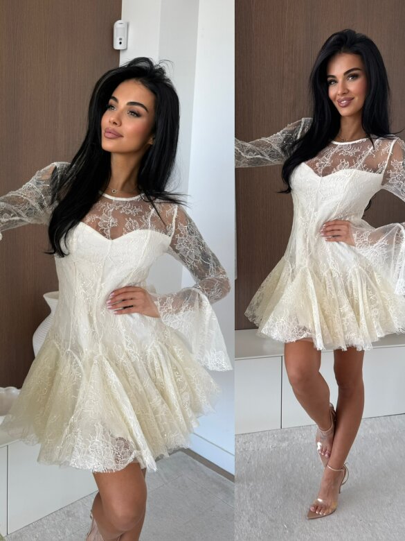 Sukienka Fresia koronkowa śmietankowa 
