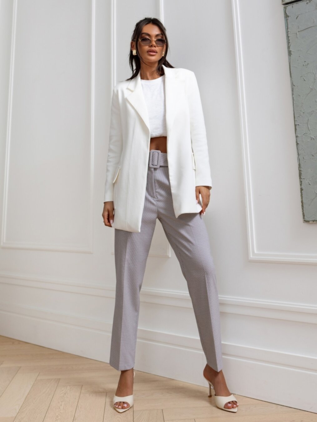 Trousers Shirley houndstooth grey-powder 3