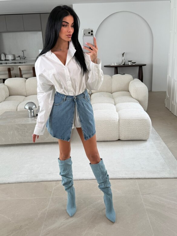 Pas Difiore jeans niebieski