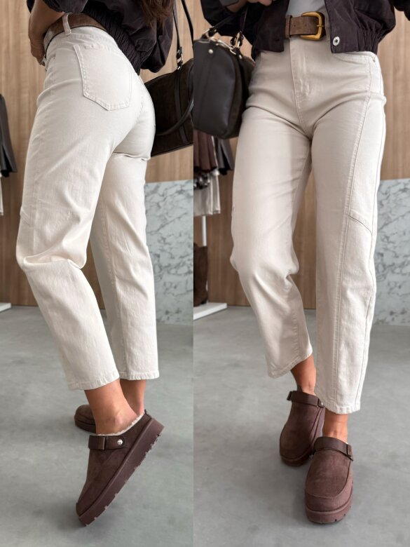 Spodnie Joy balloon jeans jasnobeżowe