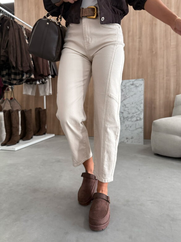 Spodnie Joy balloon jeans jasnobeżowe