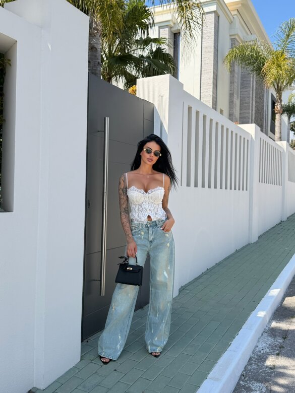 Spodnie Alanois jeans dekatyzowane niebieskie