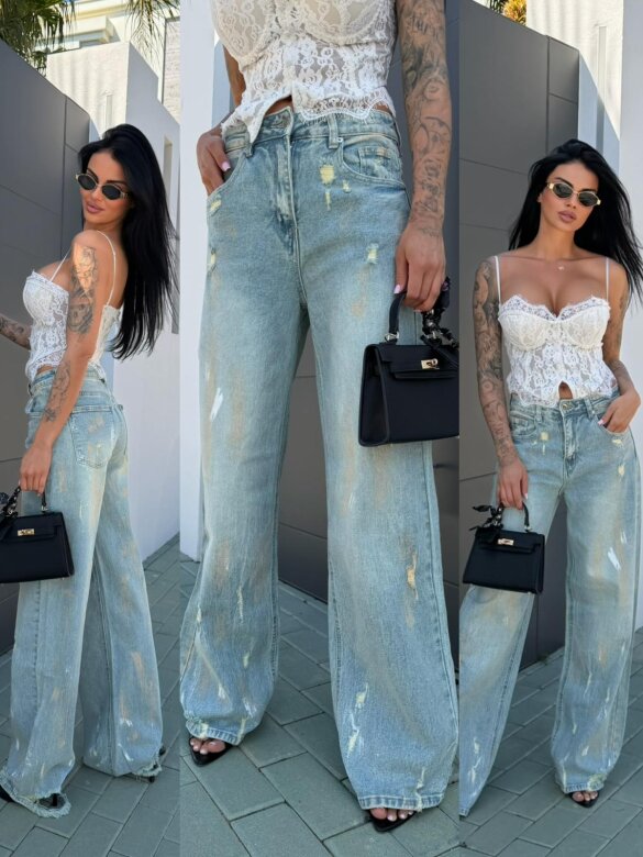 Spodnie Alanois jeans dekatyzowane niebieskie