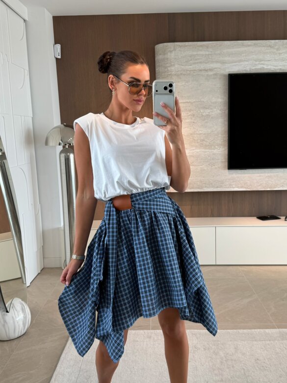 Sukienka Mairi biało-niebieska 