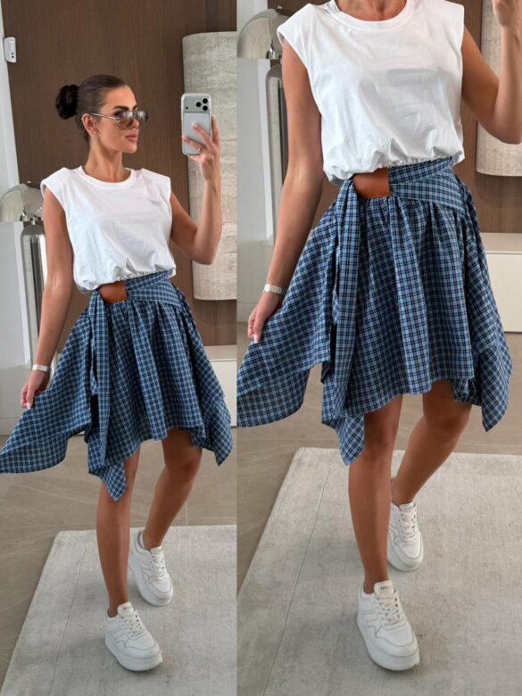 Sukienka Mairi biało-niebieska 