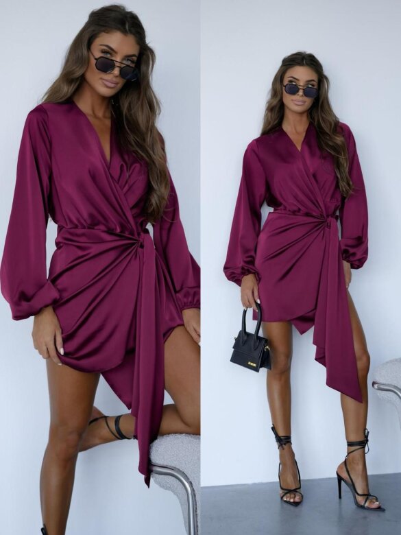 Dress Veloria with binding fuchsia