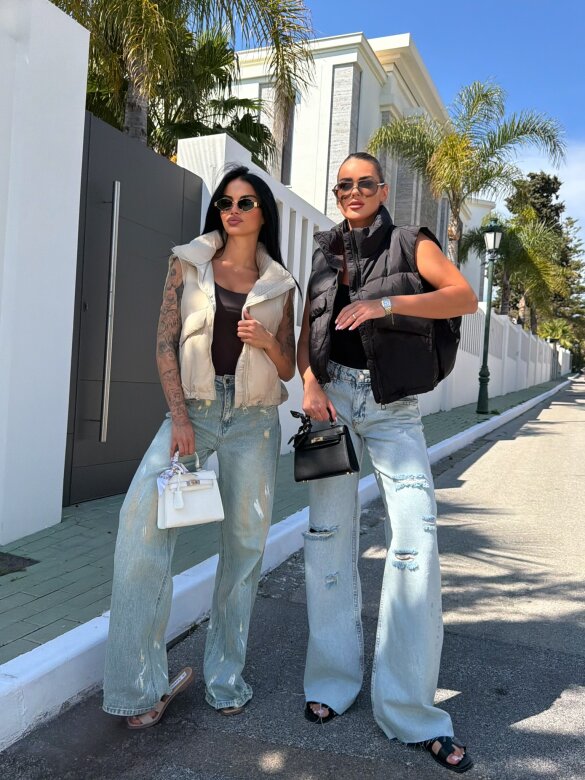 Quilted vest Virela short beige