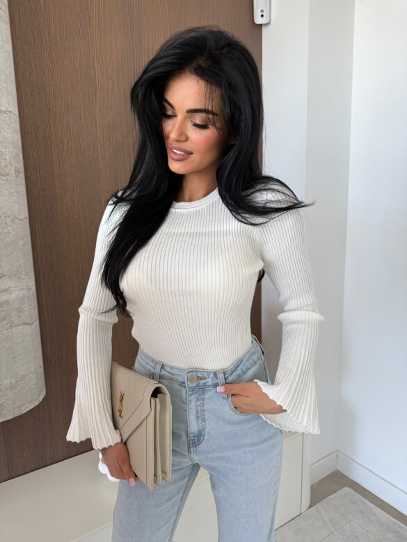 Sweter Raffine prążkowany biały