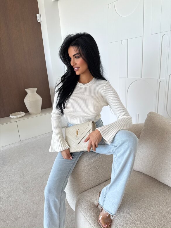 Sweter Raffine prążkowany biały