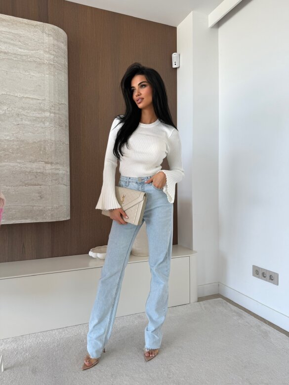 Sweter Raffine prążkowany biały