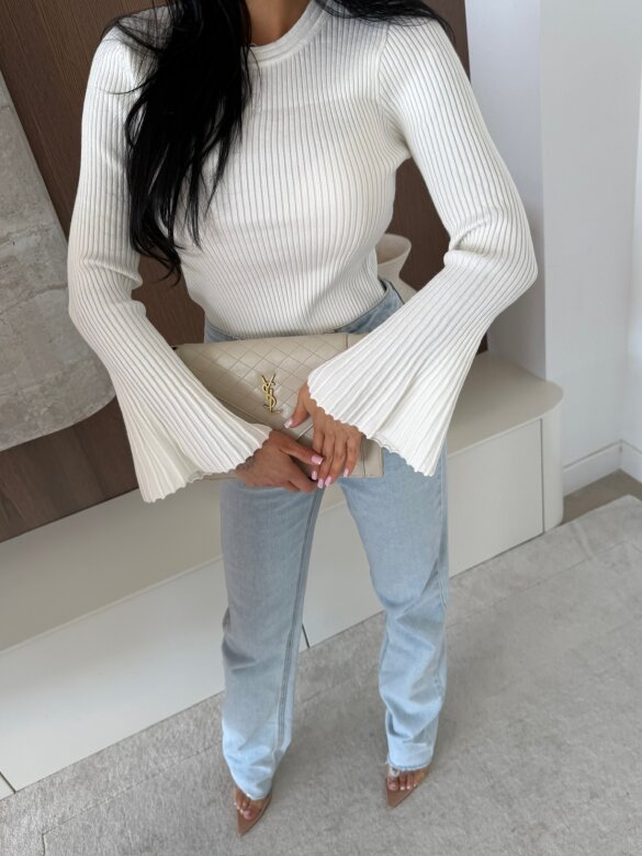 Sweter Raffine prążkowany biały