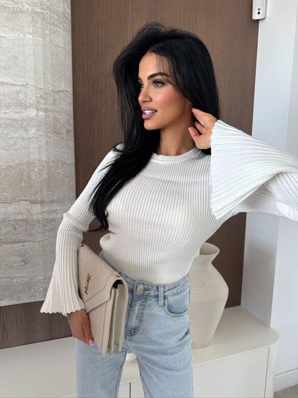 Sweter Raffine prążkowany biały