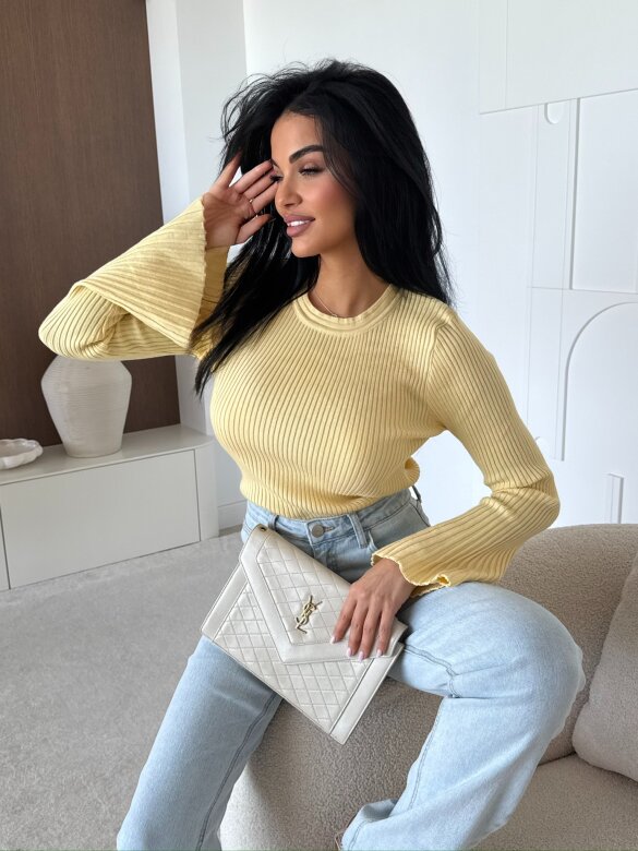 Sweter Raffine prążkowany żółty 