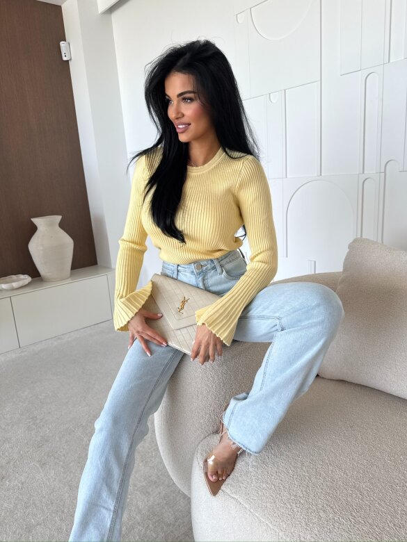 Sweter Raffine prążkowany żółty 