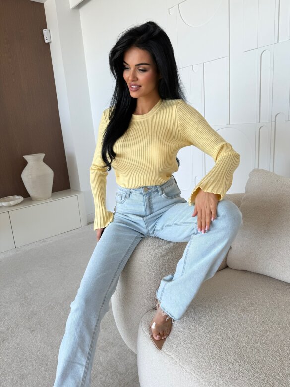 Sweter Raffine prążkowany żółty 