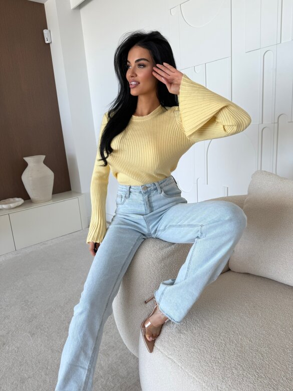 Sweter Raffine prążkowany żółty 