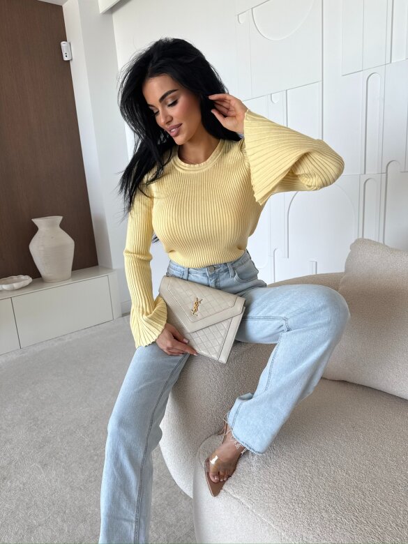 Sweter Raffine prążkowany żółty 