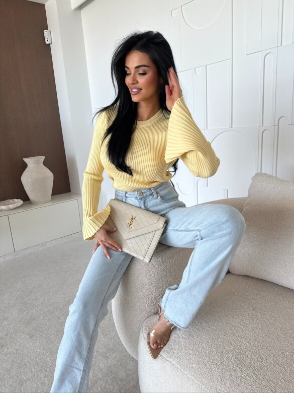 Sweter Raffine prążkowany żółty 