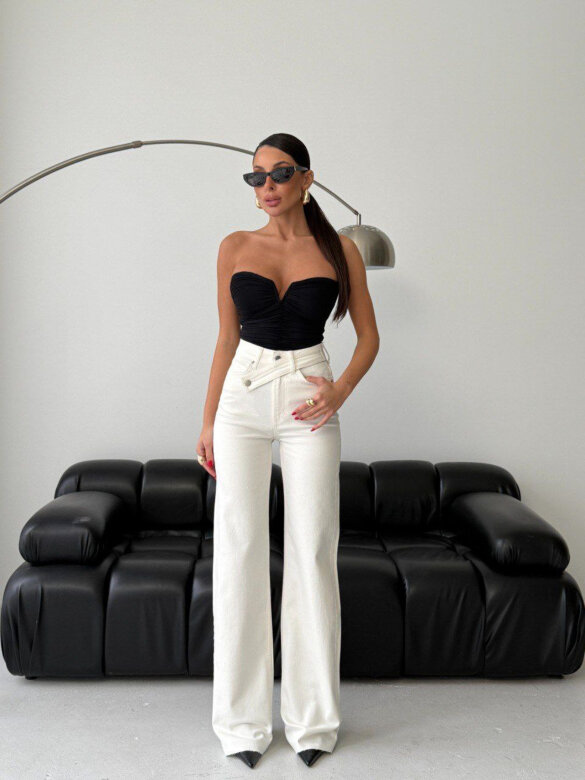 Spodnie Clifton jeans ecru