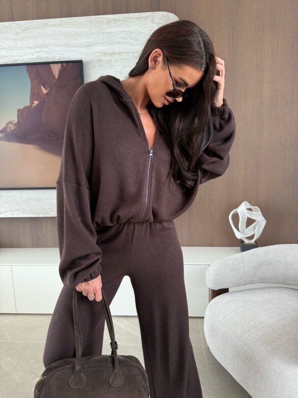 Komplet 2w1 Creft z wełną czekoladowy