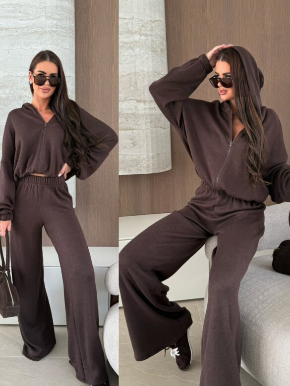 Komplet 2w1 Creft z wełną czekoladowy