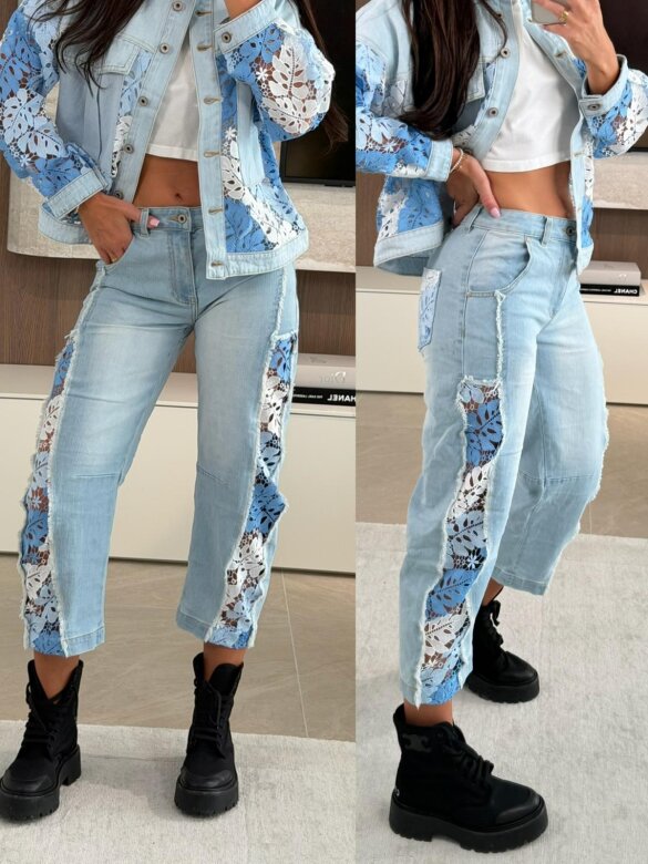 Spodnie Floriva jeans jasnoniebieskie