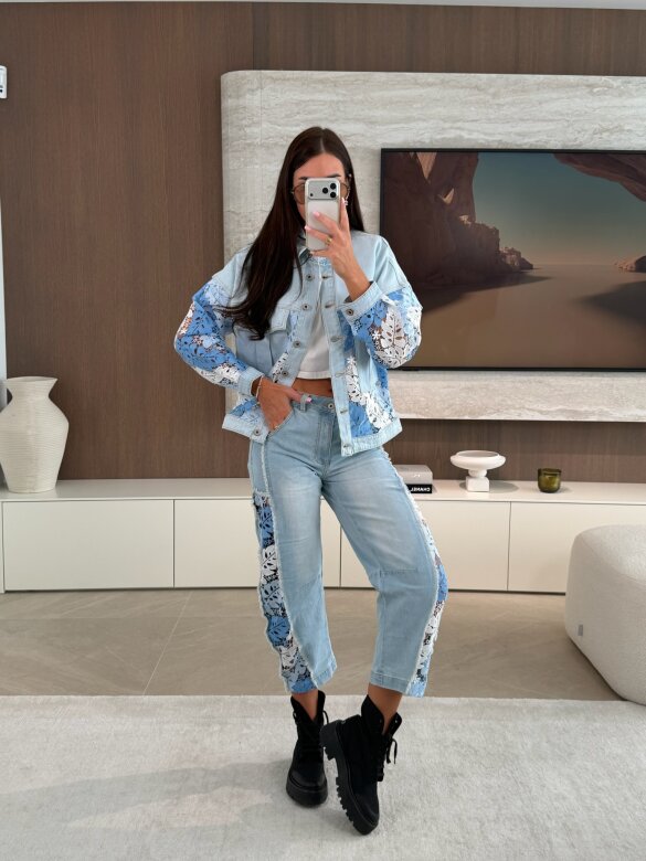 Spodnie Floriva jeans jasnoniebieskie