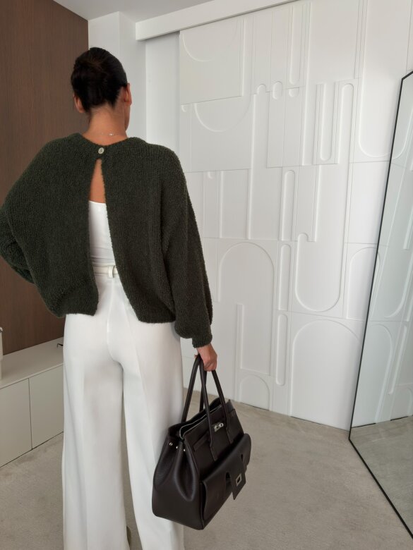 Sweater Numeo with wool khaki 