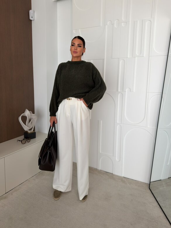 Sweater Numeo with wool khaki 