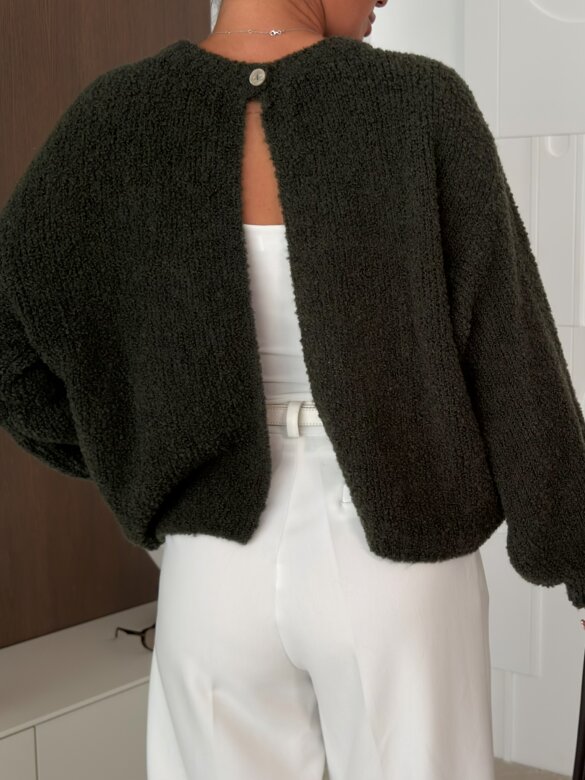 Sweater Numeo with wool khaki 