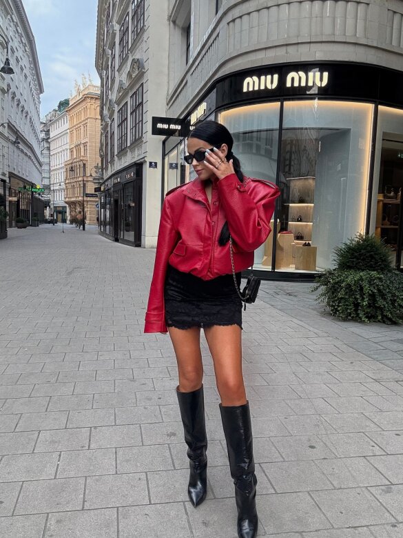 Kurtka Barney eko skóra czerwona