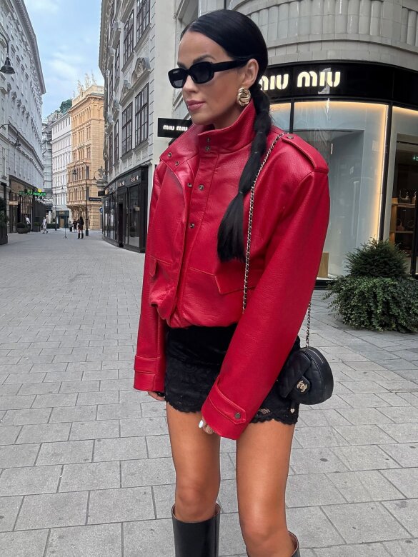 Kurtka Barney eko skóra czerwona