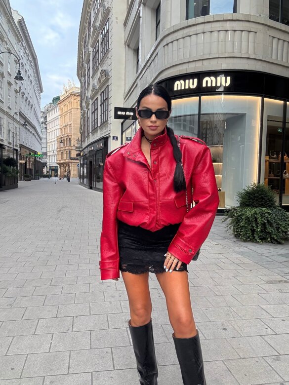 Kurtka Barney eko skóra czerwona