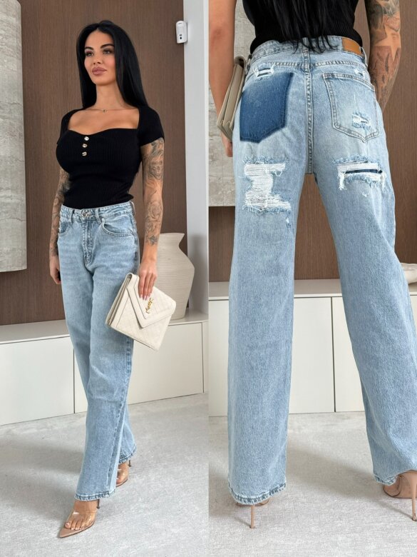 Spodnie Holli jeans jasnoniebieskie