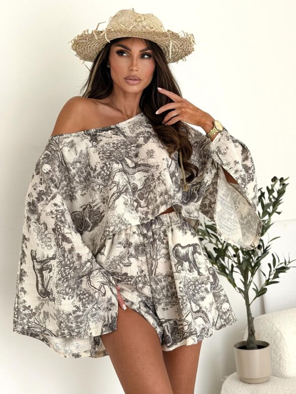 Komplet 2w1 Casual Chic beżowo-brązowy