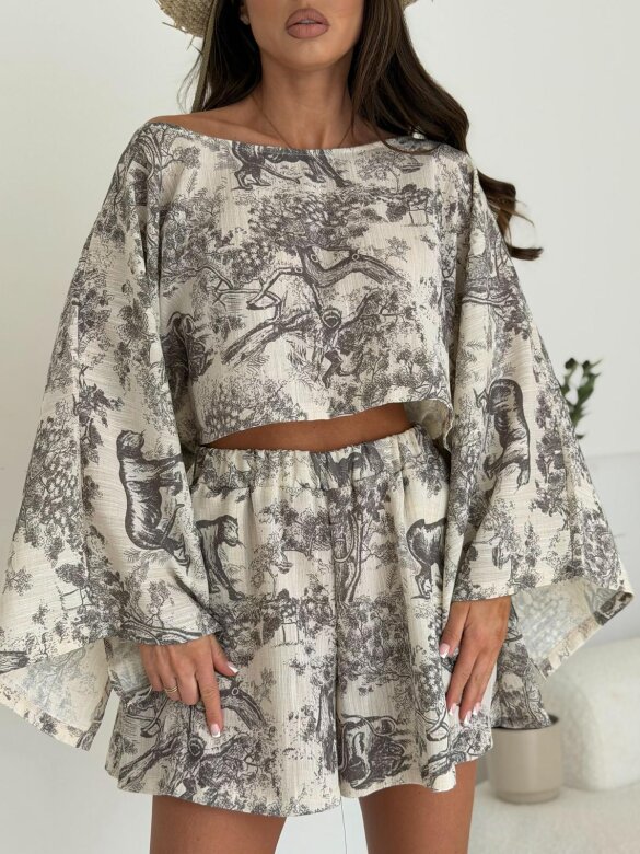 Komplet 2w1 Casual Chic beżowo-brązowy