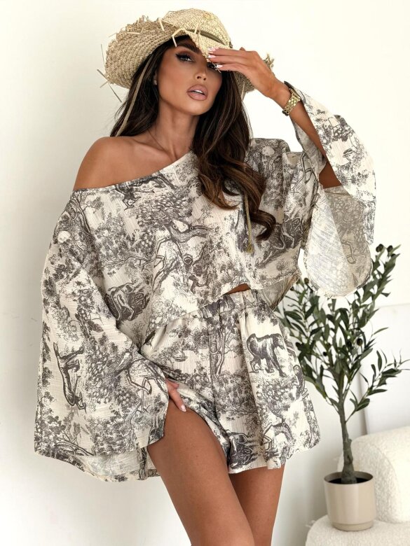 Komplet 2w1 Casual Chic beżowo-brązowy