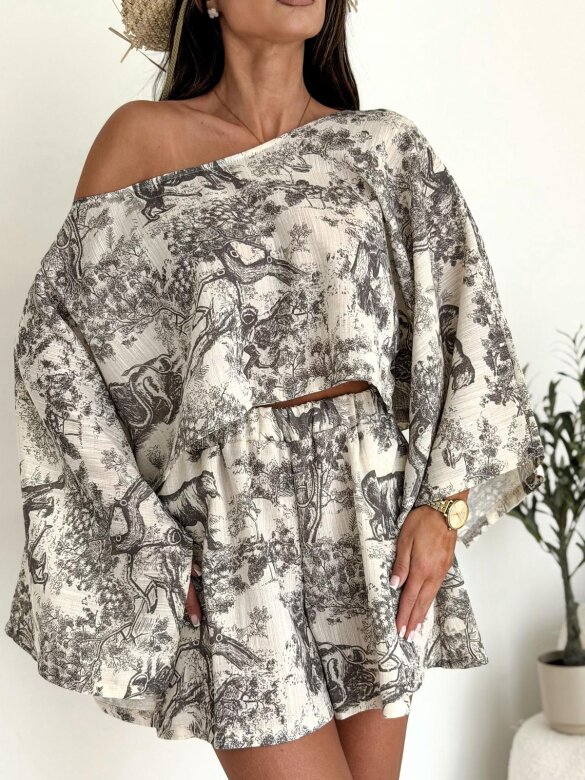 Komplet 2w1 Casual Chic beżowo-brązowy